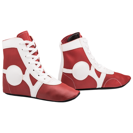 Купить Обувь для самбо SM-0102, кожа, красный Rusco в Мамадыше 
